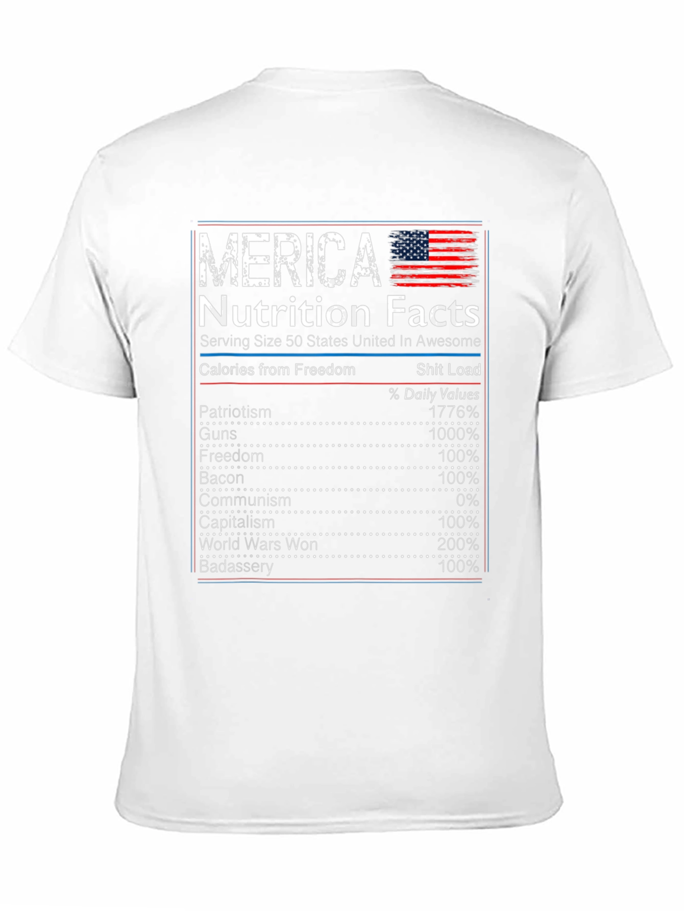 Merica Nutrition Facts T-Shirt Patriotic
