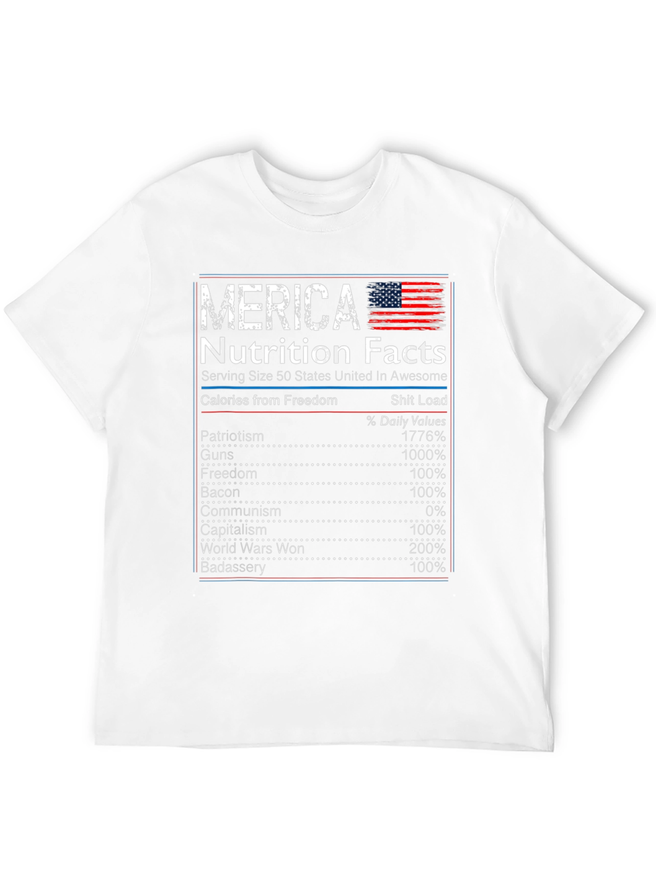 Merica Nutrition Facts T-Shirt Patriotic