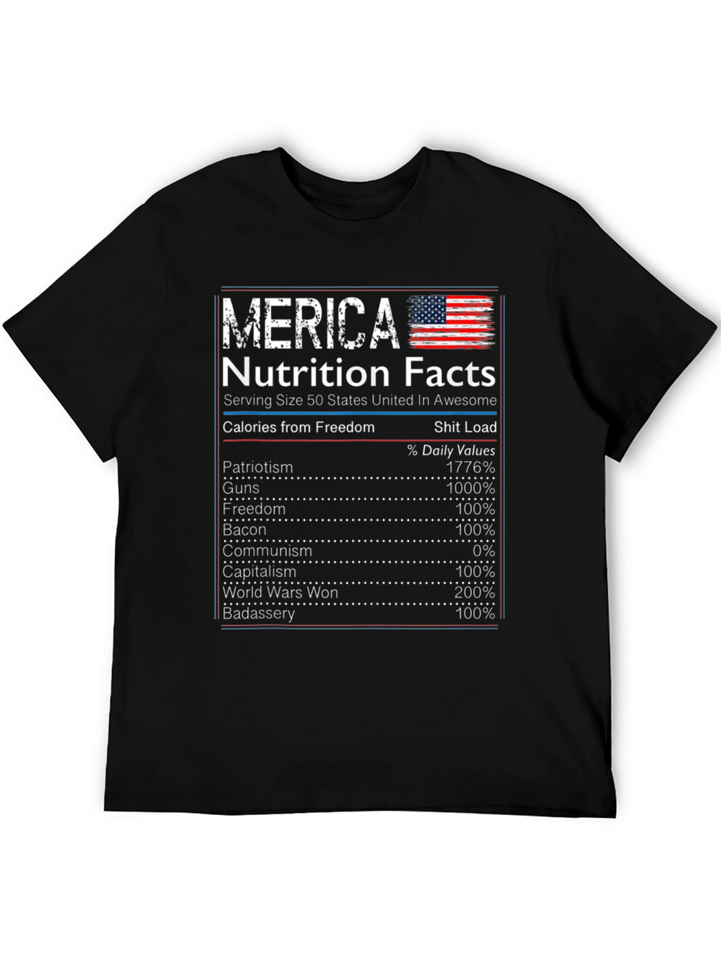 Merica Nutrition Facts T-Shirt Patriotic