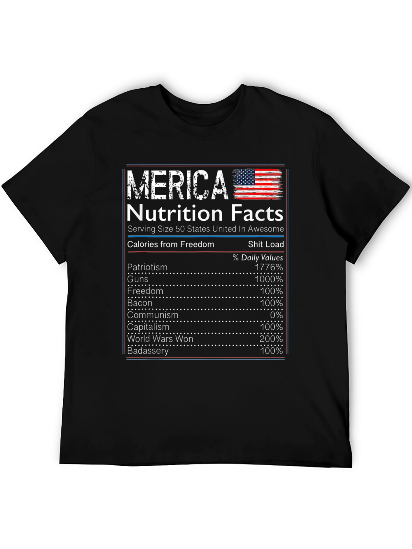 Merica Nutrition Facts T-Shirt Patriotic