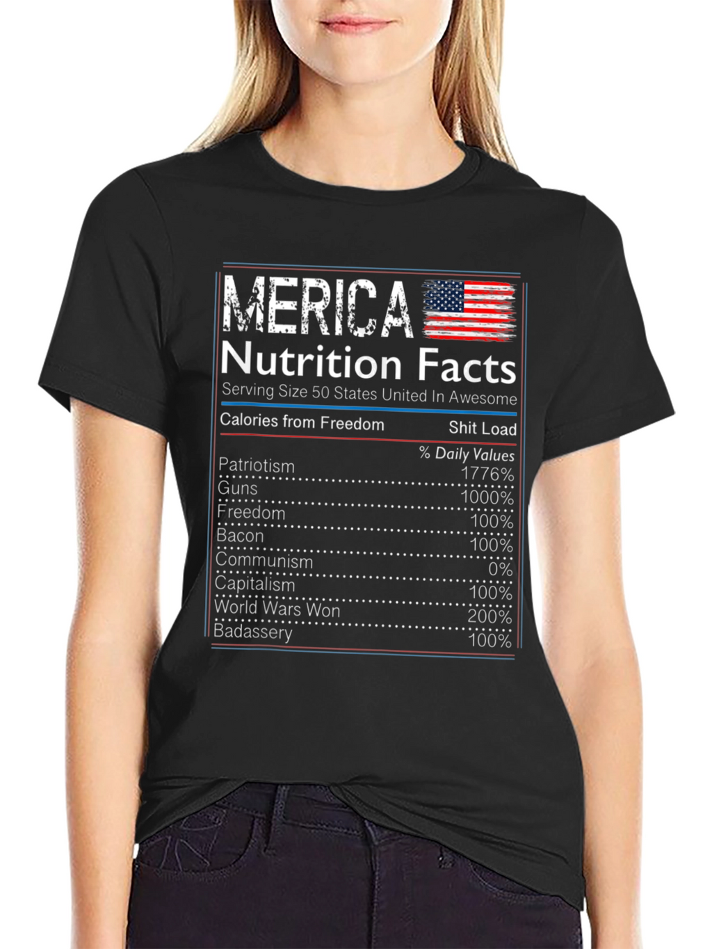 Merica Nutrition Facts T-Shirt Patriotic