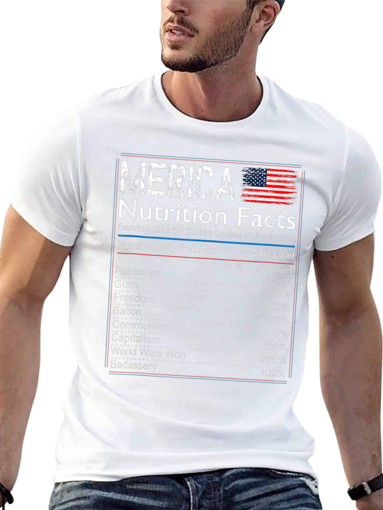 Merica Nutrition Facts T-Shirt Patriotic