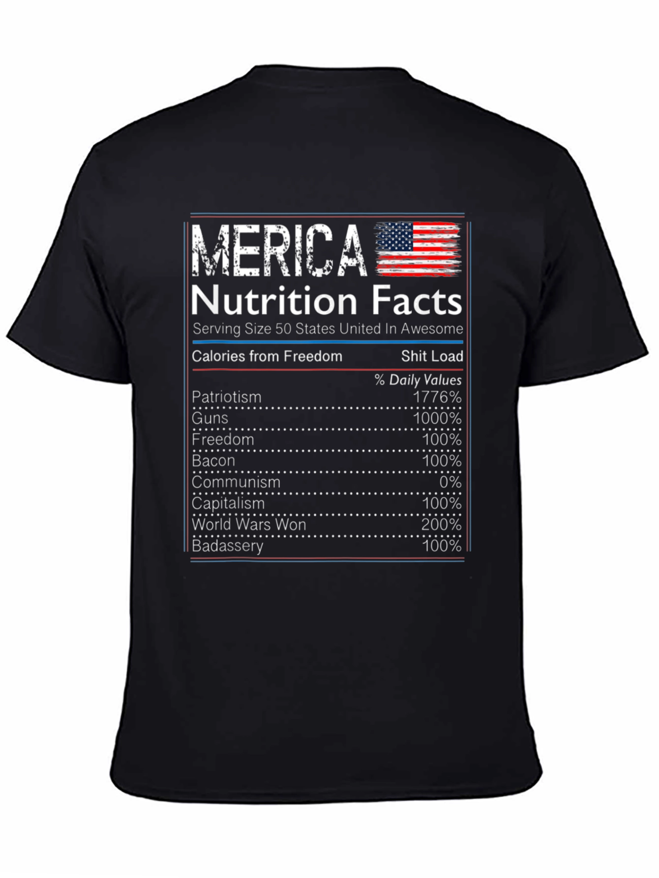 Merica Nutrition Facts T-Shirt Patriotic