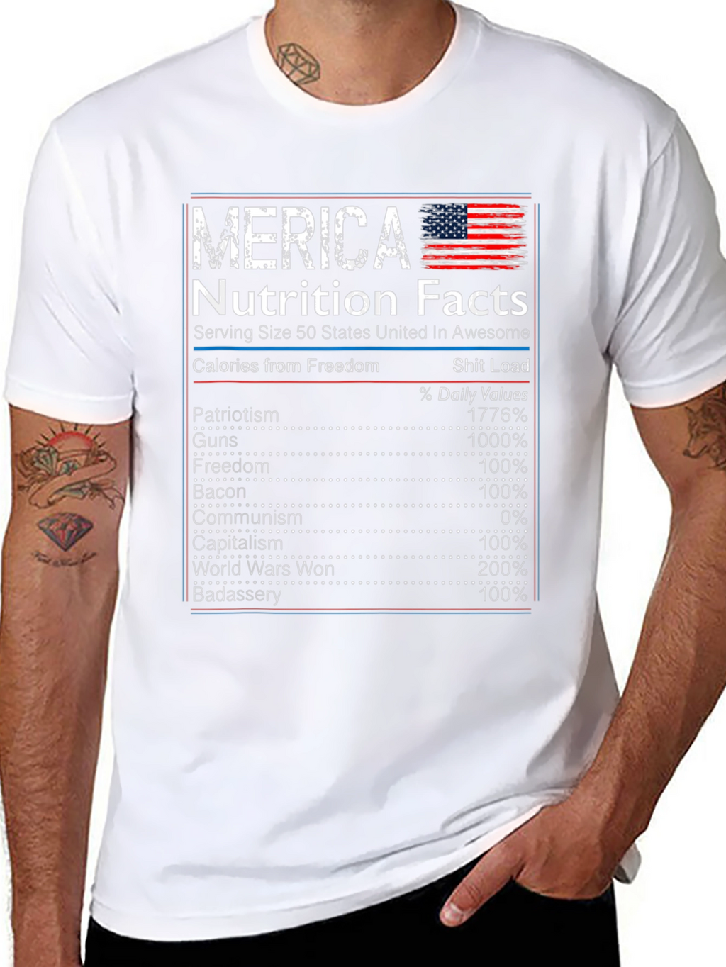 Merica Nutrition Facts T-Shirt Patriotic
