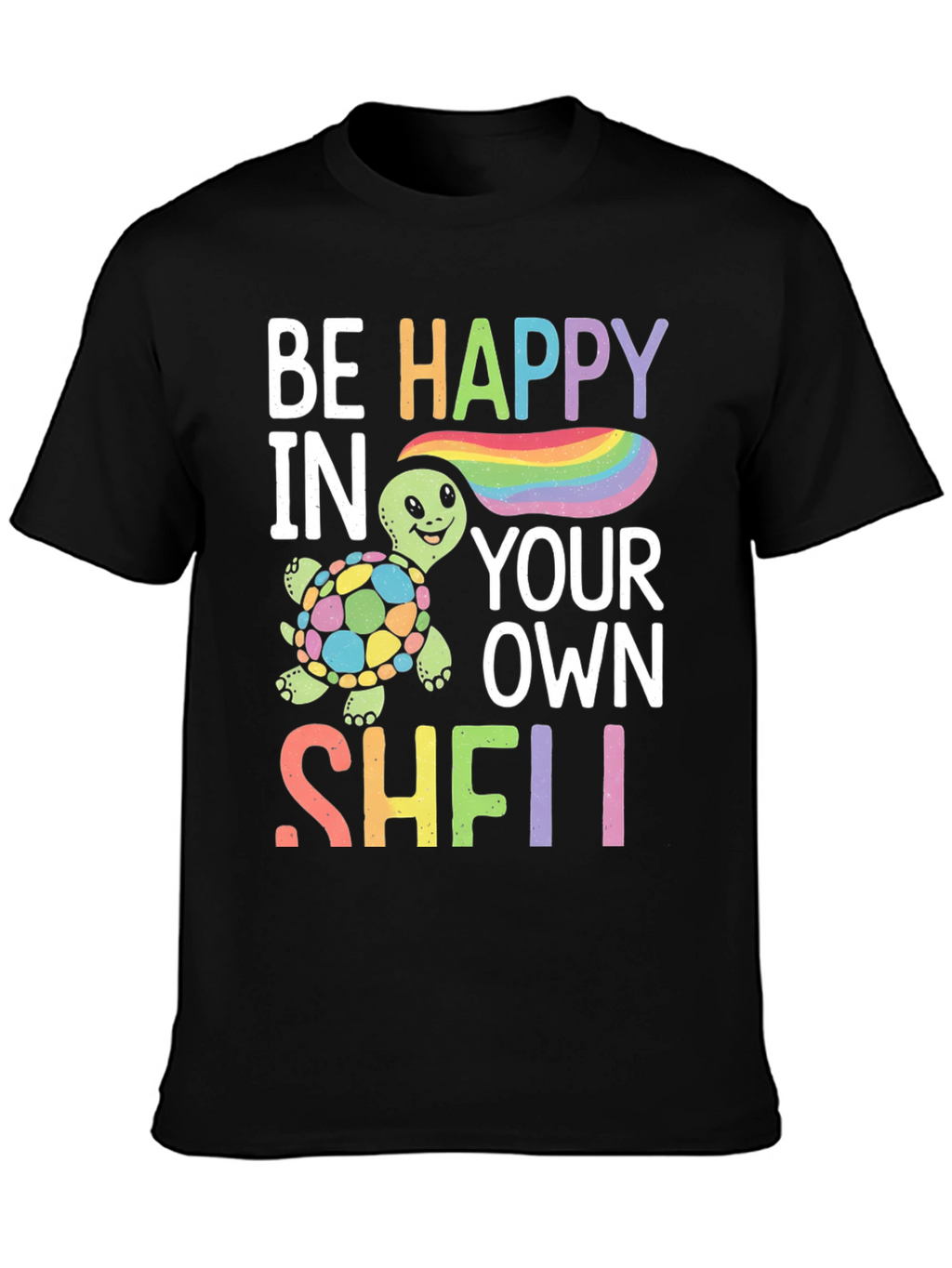 Be Happy Turtle Graphic T-Shirt