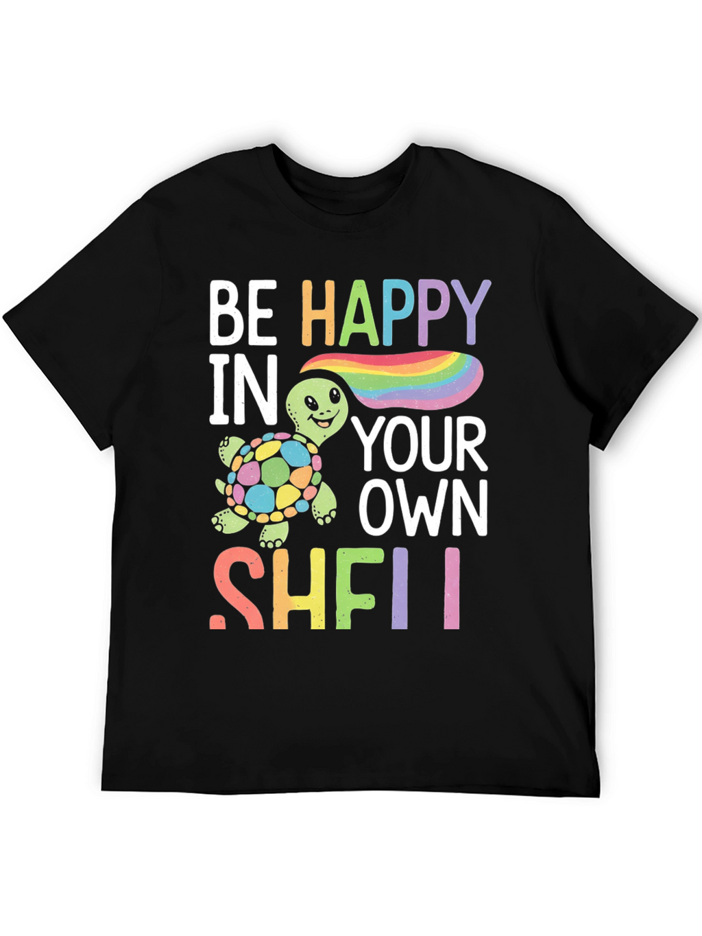 Be Happy Turtle Graphic T-Shirt
