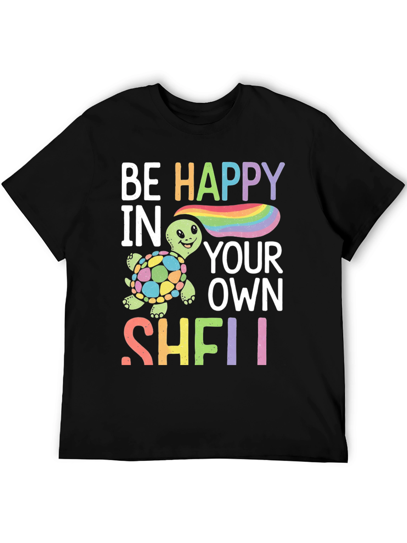 Be Happy Turtle Graphic T-Shirt