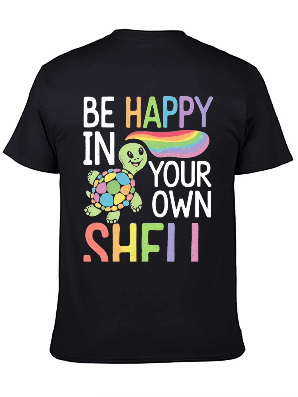 Be Happy Turtle Graphic T-Shirt
