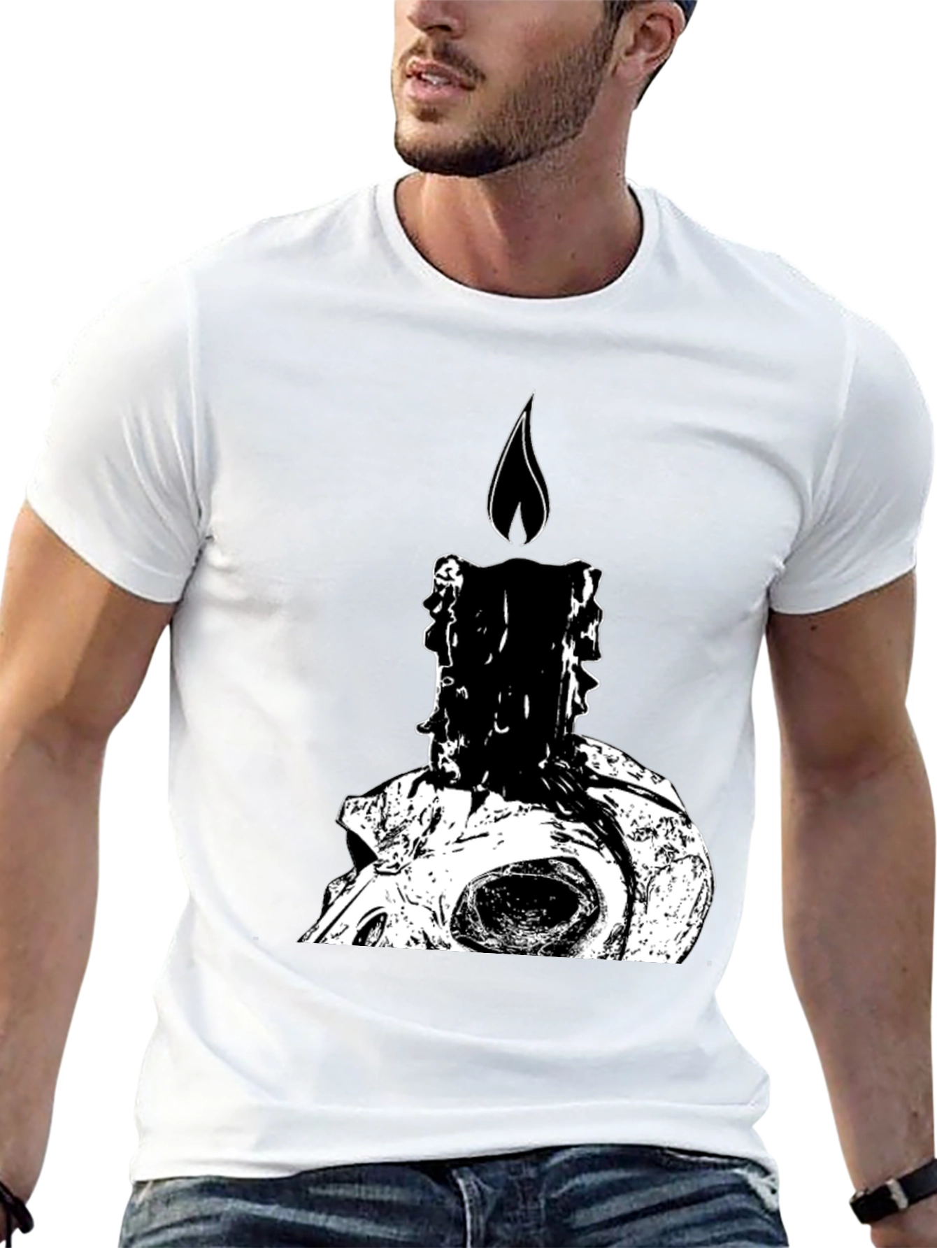 Skull Candle Graphic Tee - Dark Humor T-Shirt
