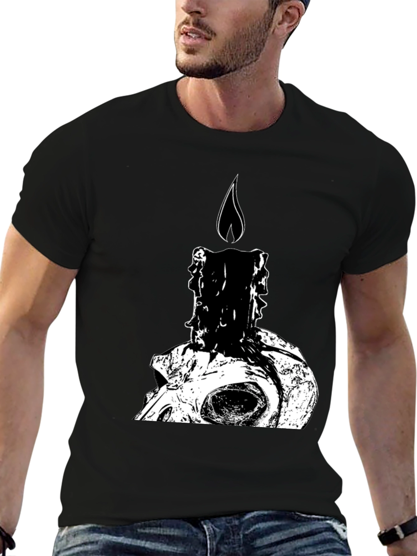 Skull Candle Graphic Tee - Dark Humor T-Shirt