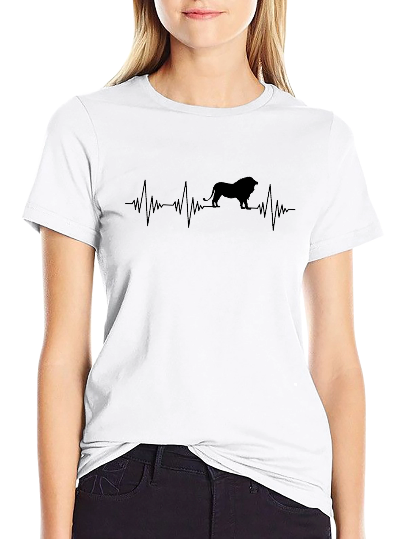 Lion Heartbeat Graphic Tee - Mens Black T-Shirt