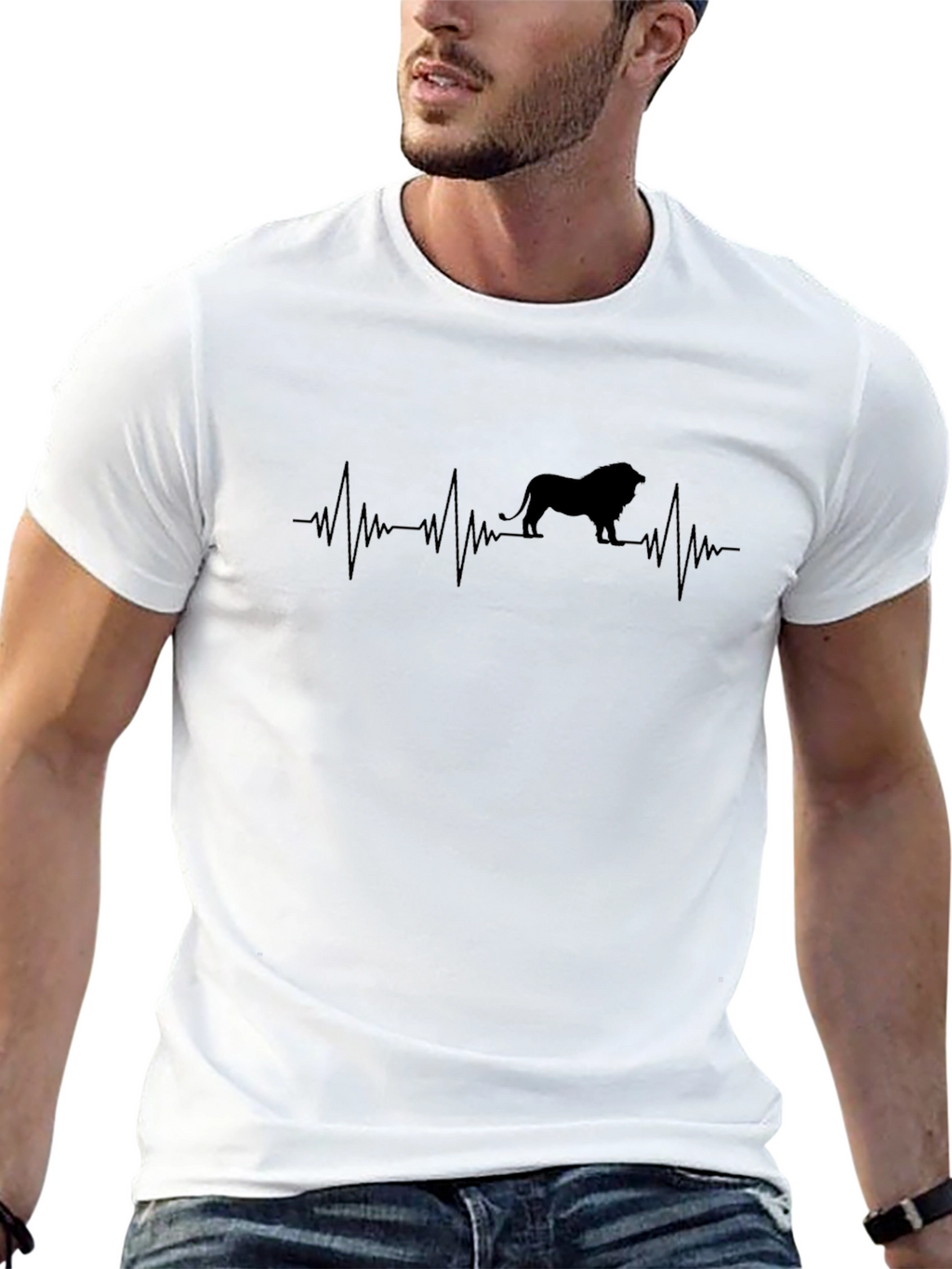 Lion Heartbeat Graphic Tee - Mens Black T-Shirt