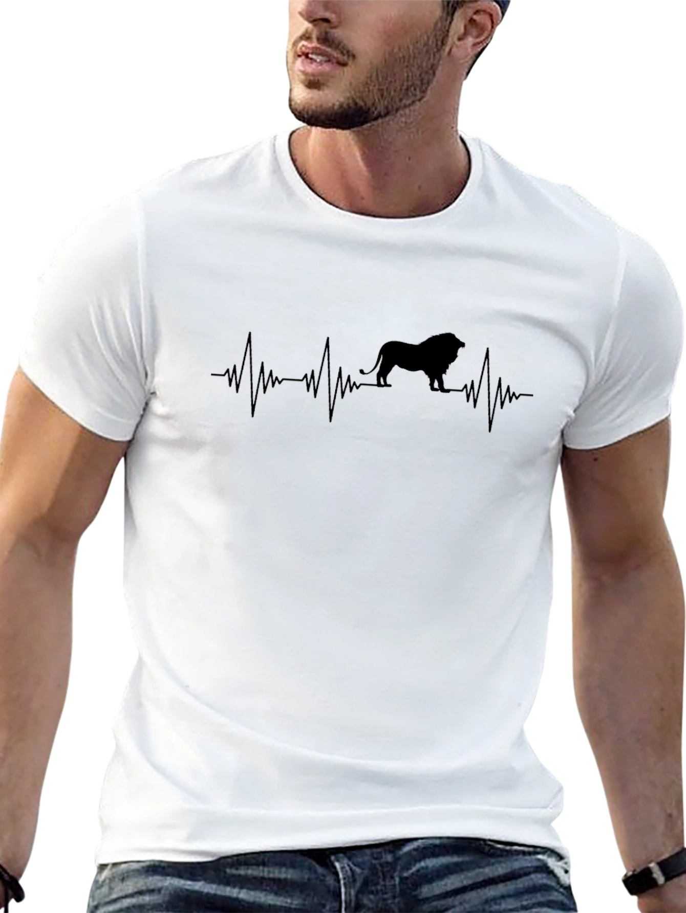 Lion Heartbeat Graphic Tee - Mens Black T-Shirt
