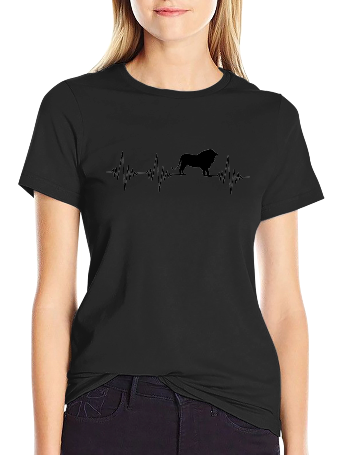Lion Heartbeat Graphic Tee - Mens Black T-Shirt