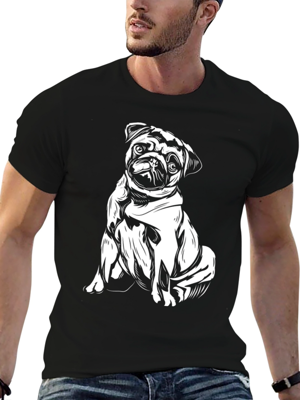 Pug Graphic Black Tee