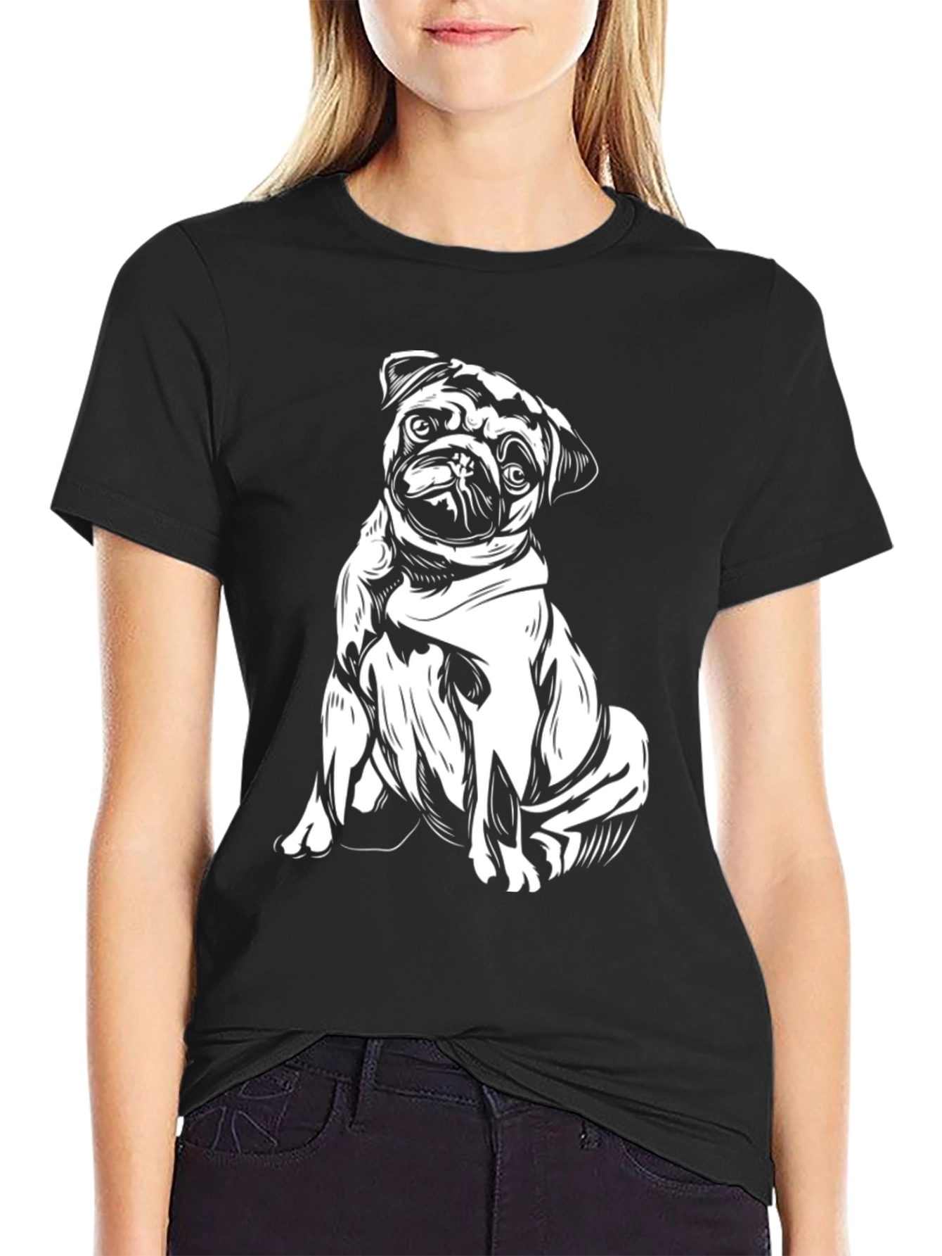 Pug Graphic Black Tee
