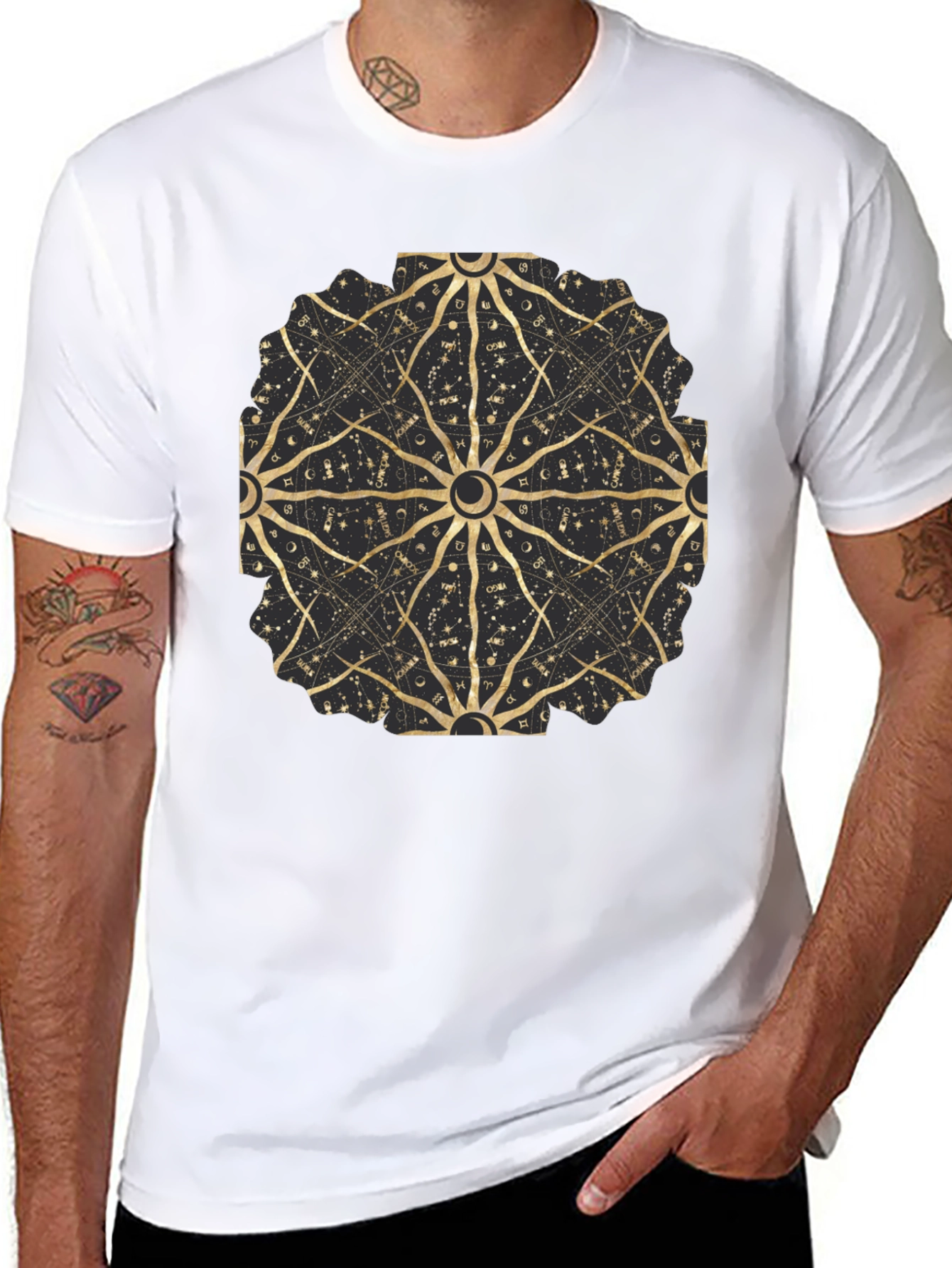 Celestial Astrology Mandala Black Tee