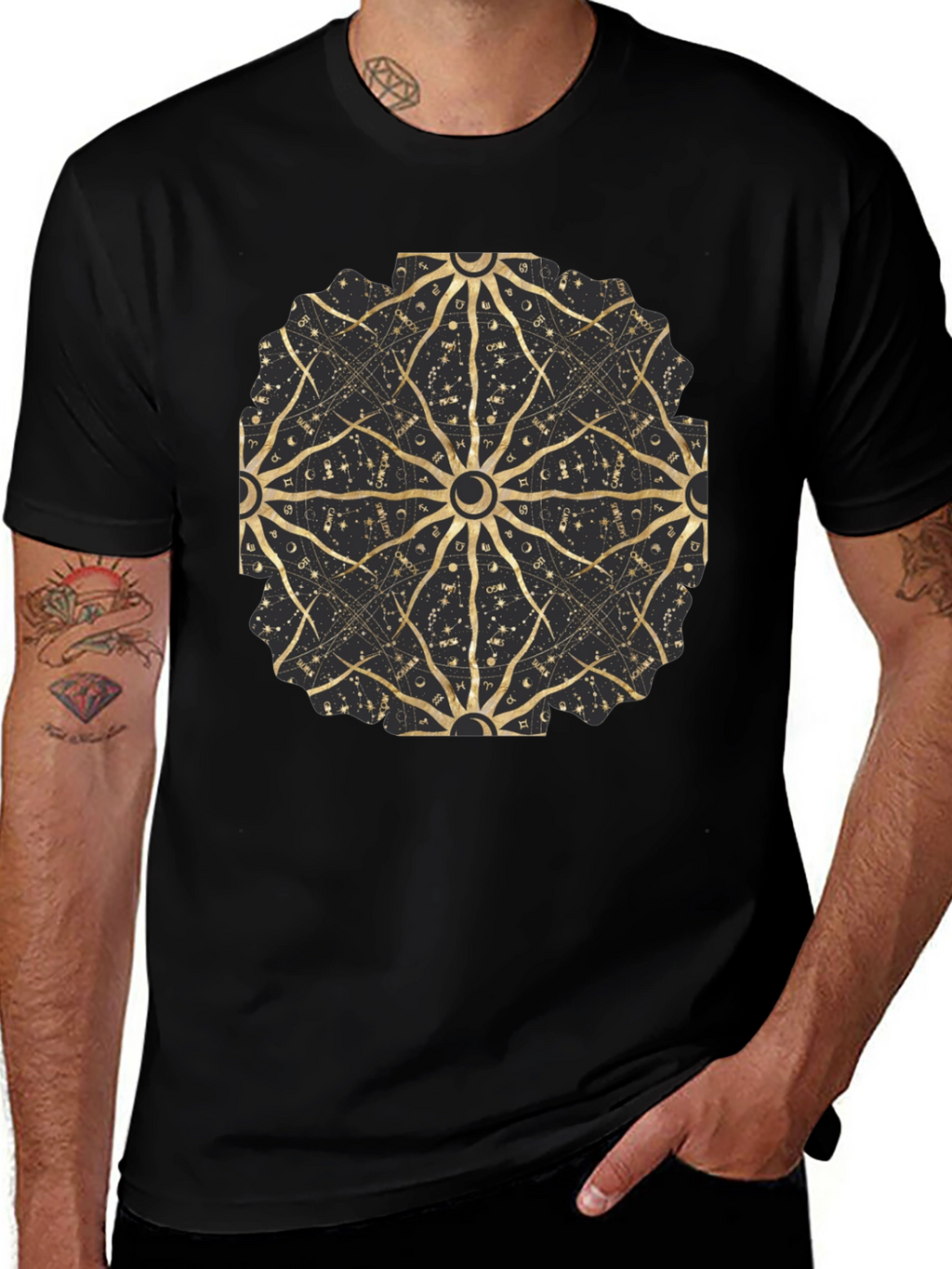 Celestial Astrology Mandala Black Tee