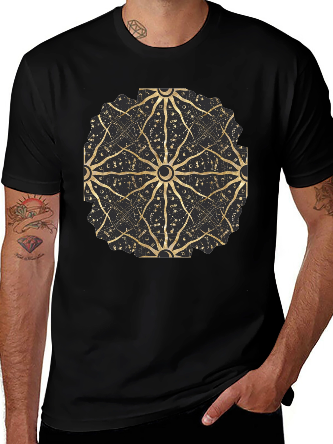 Celestial Astrology Mandala Black Tee