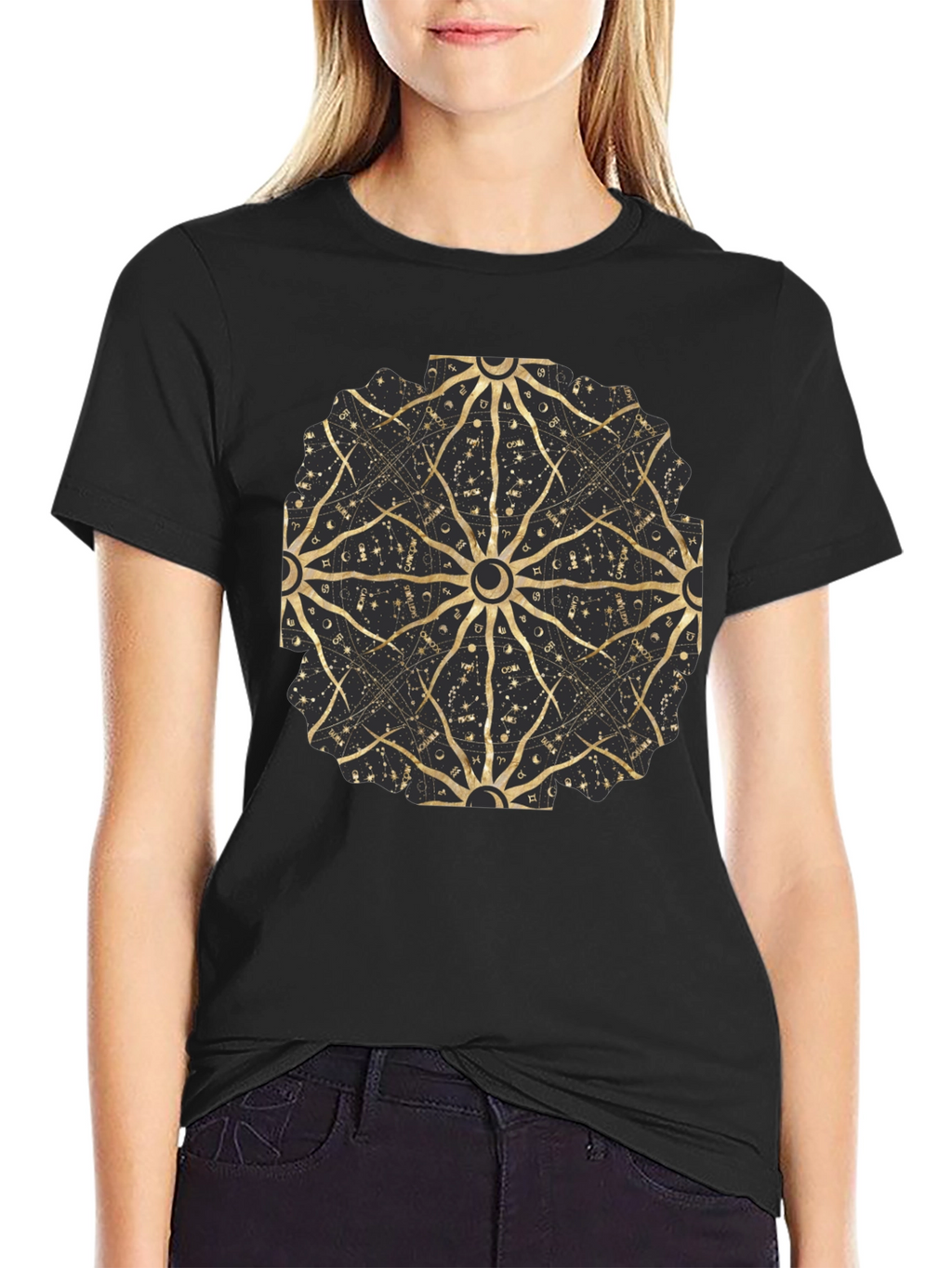 Celestial Astrology Mandala Black Tee