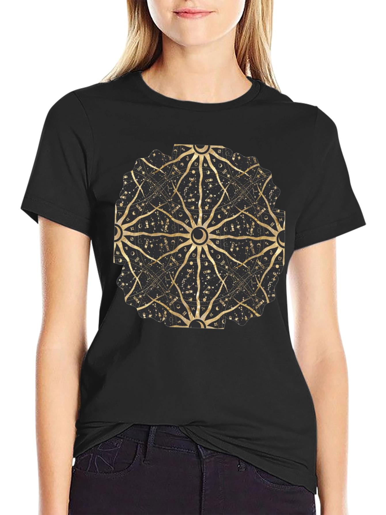 Celestial Astrology Mandala Black Tee