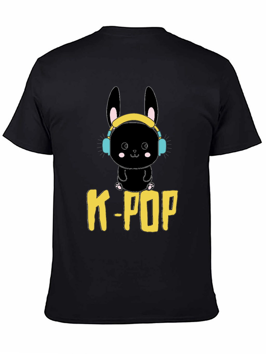 K-Pop Bunny Graphic Tee - Black