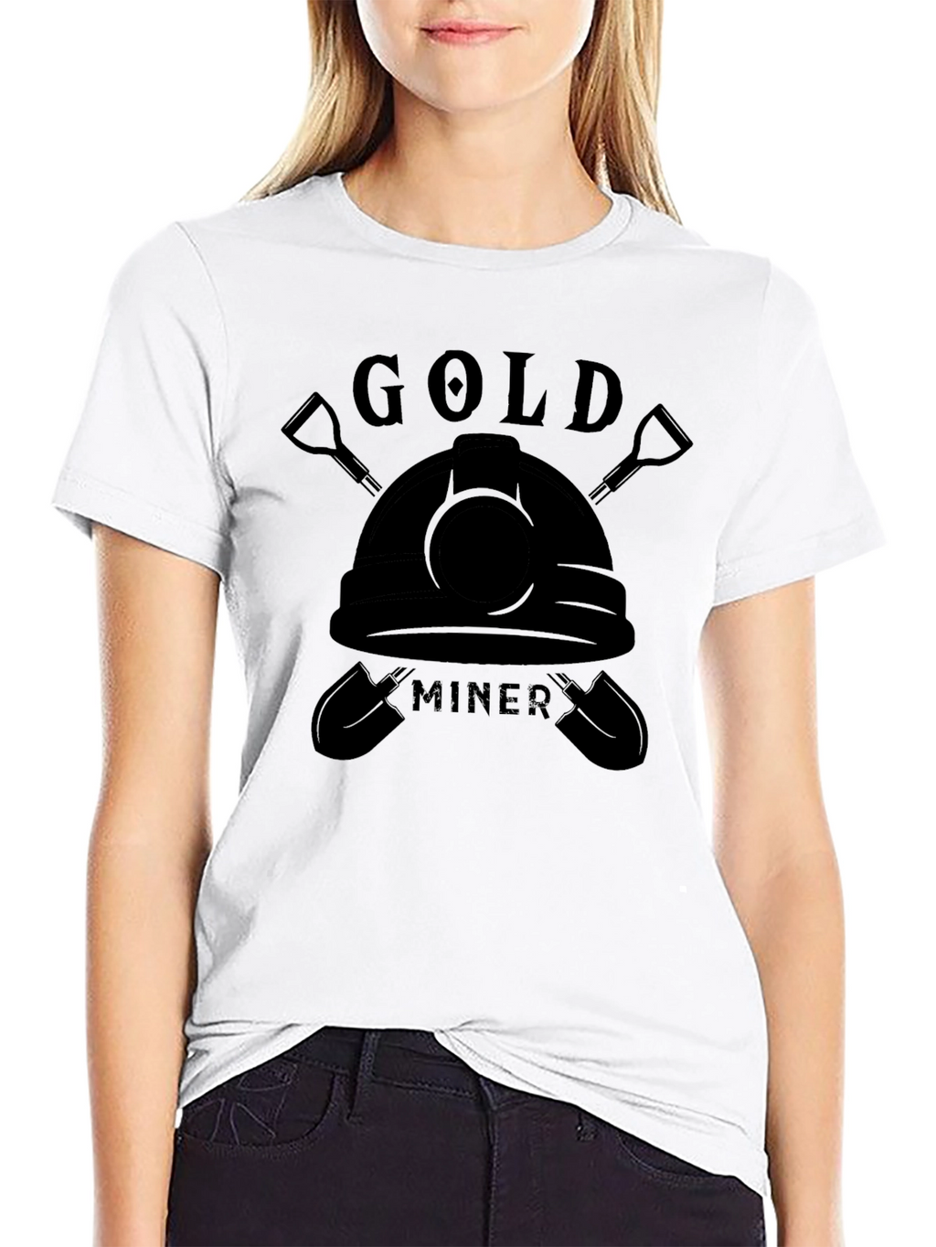 Gold Miner Graphic T-Shirt - Black Crew Neck Tee