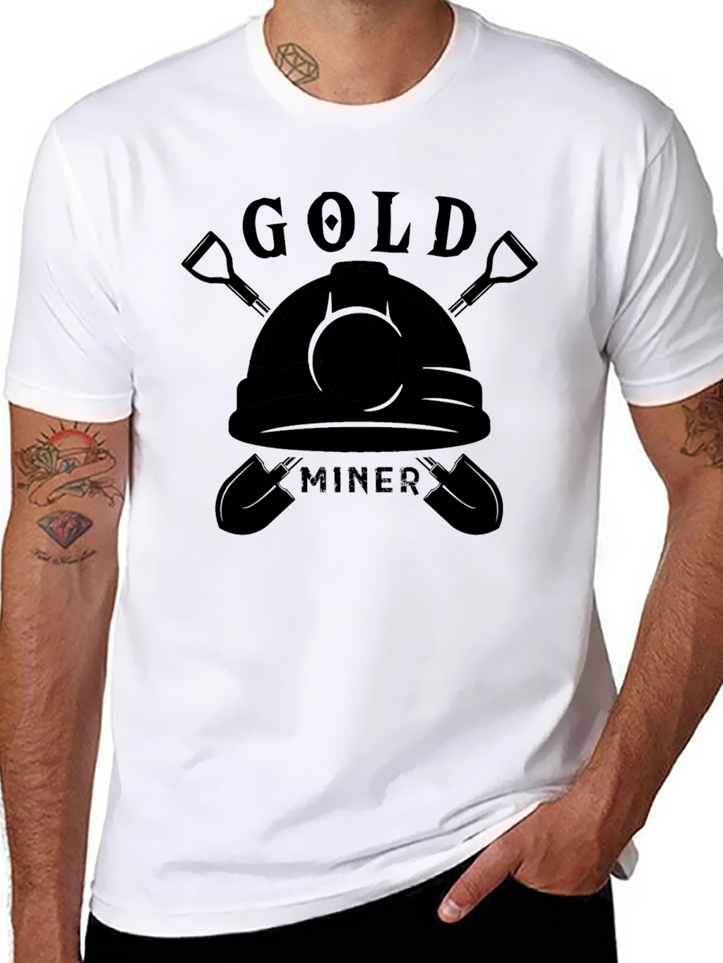 Gold Miner Graphic T-Shirt - Black Crew Neck Tee