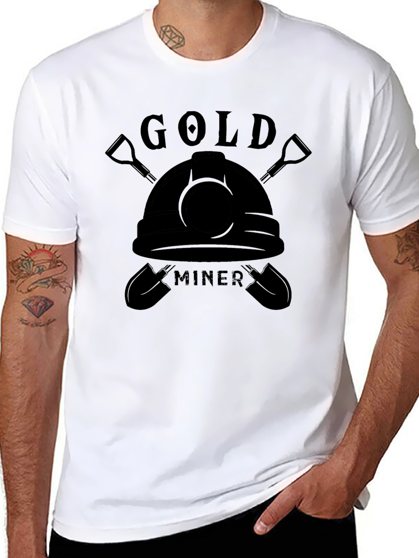 Gold Miner Graphic T-Shirt - Black Crew Neck Tee