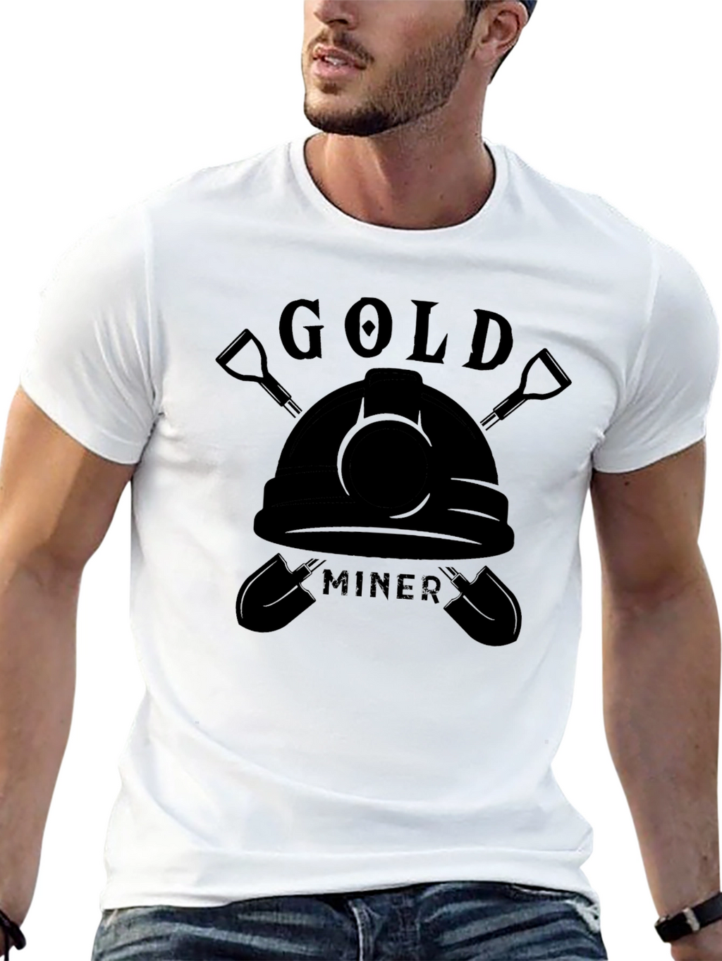 Gold Miner Graphic T-Shirt - Black Crew Neck Tee