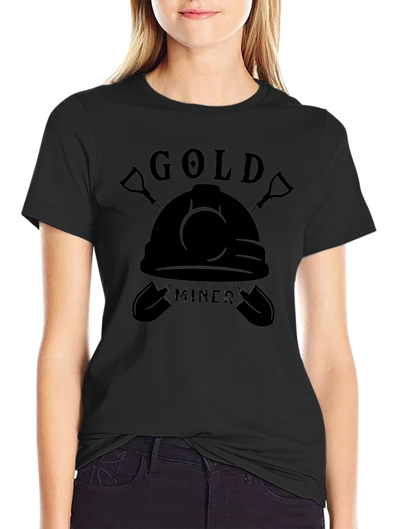 Gold Miner Graphic T-Shirt - Black Crew Neck Tee