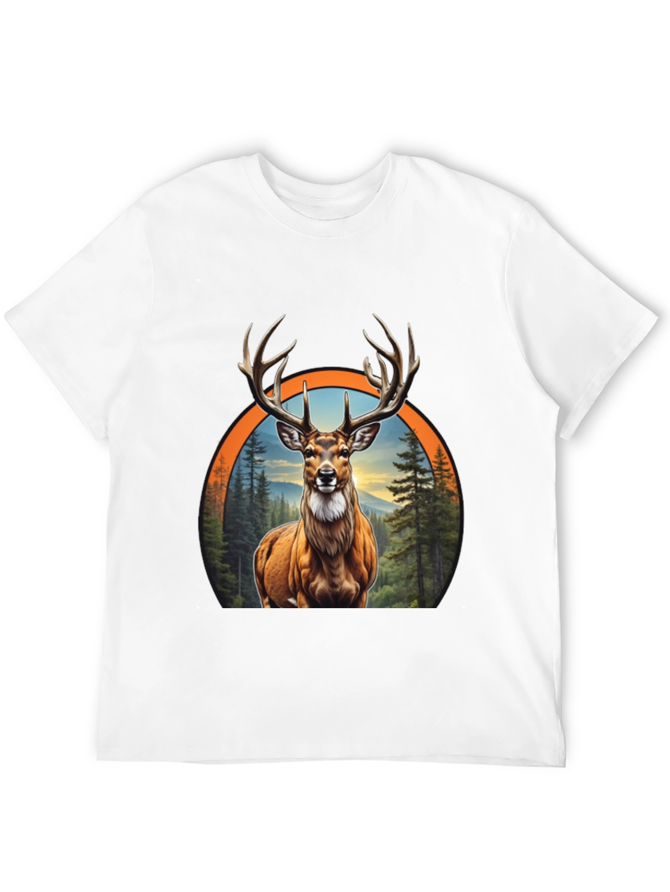 Deer Graphic Print Black T-Shirt