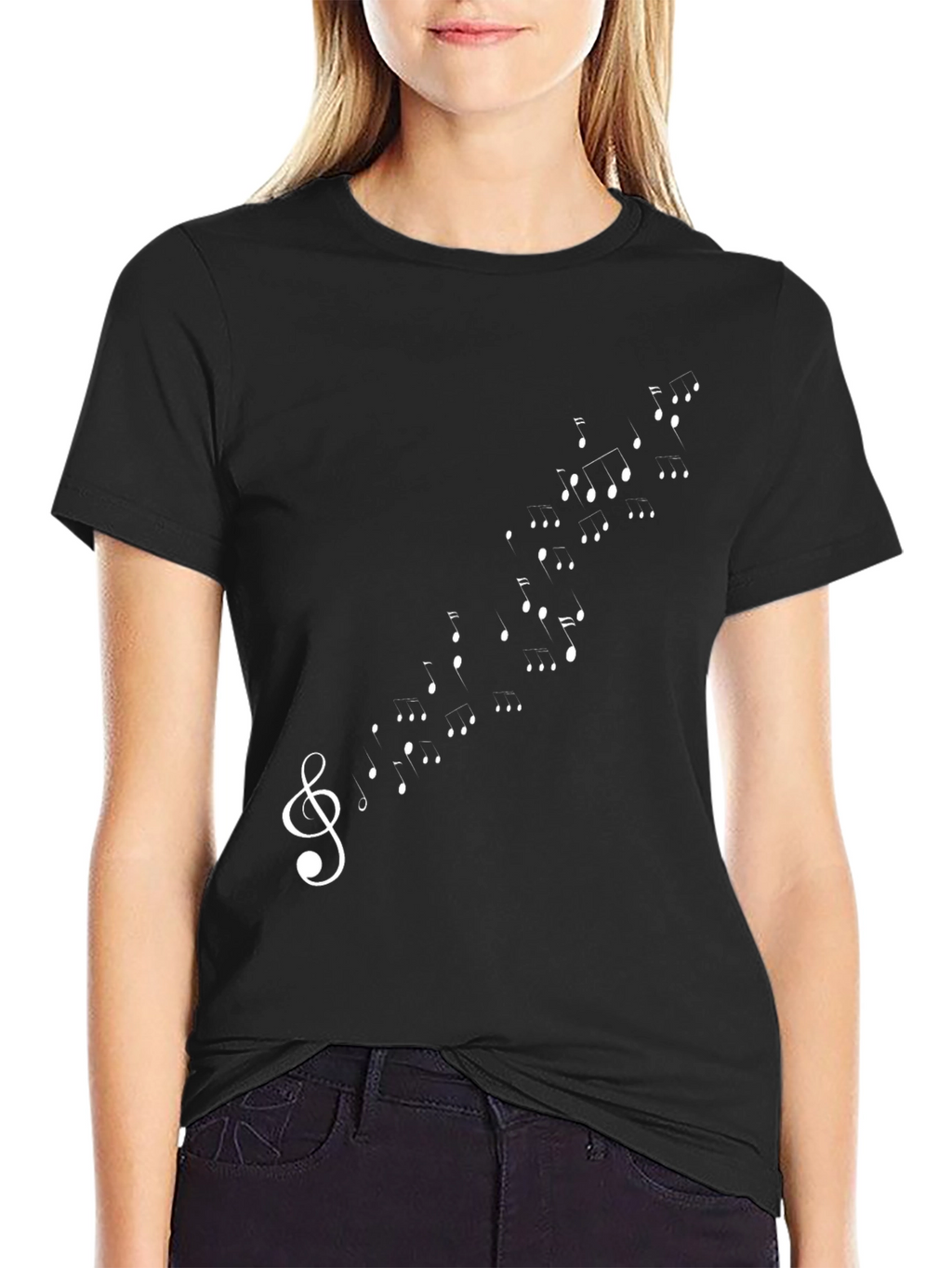 Musical Note Treble Clef Black T-Shirt