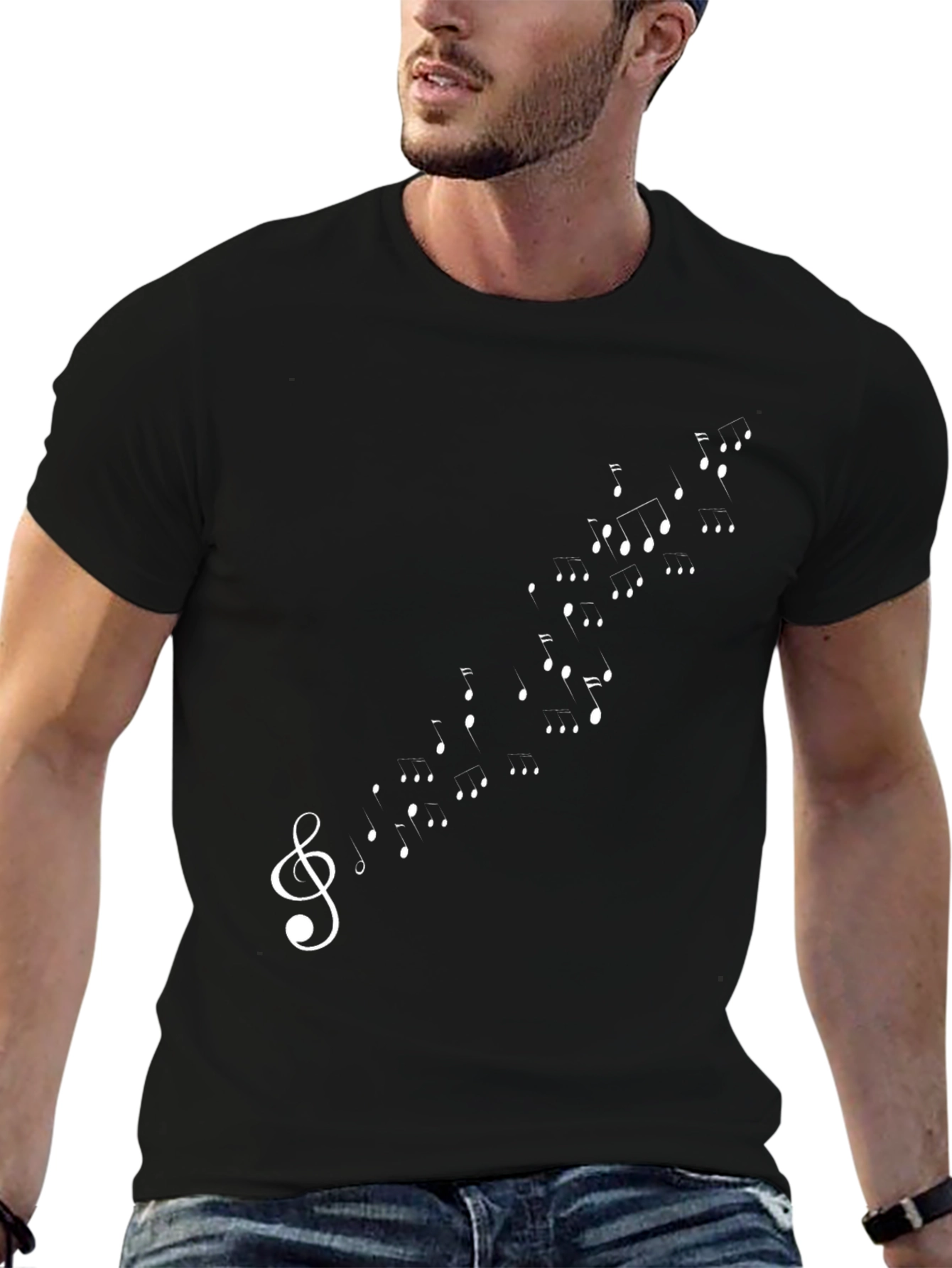 Musical Note Treble Clef Black T-Shirt