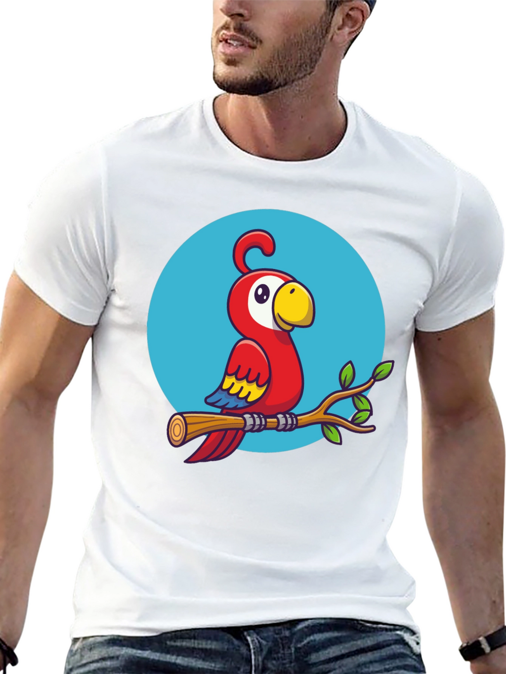 Cartoon Parrot T-Shirt - Quirky Graphic Tee