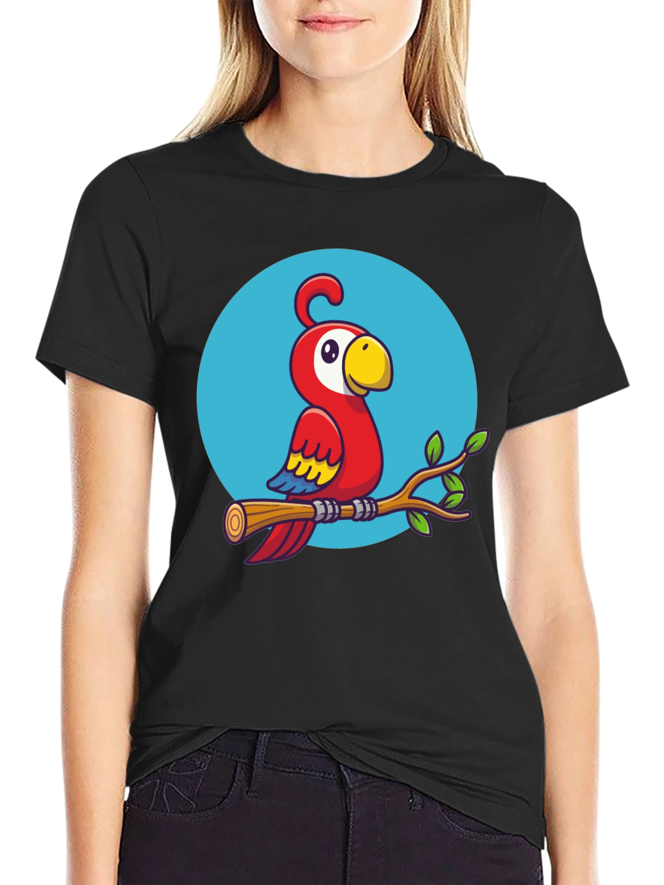 Cartoon Parrot T-Shirt - Quirky Graphic Tee