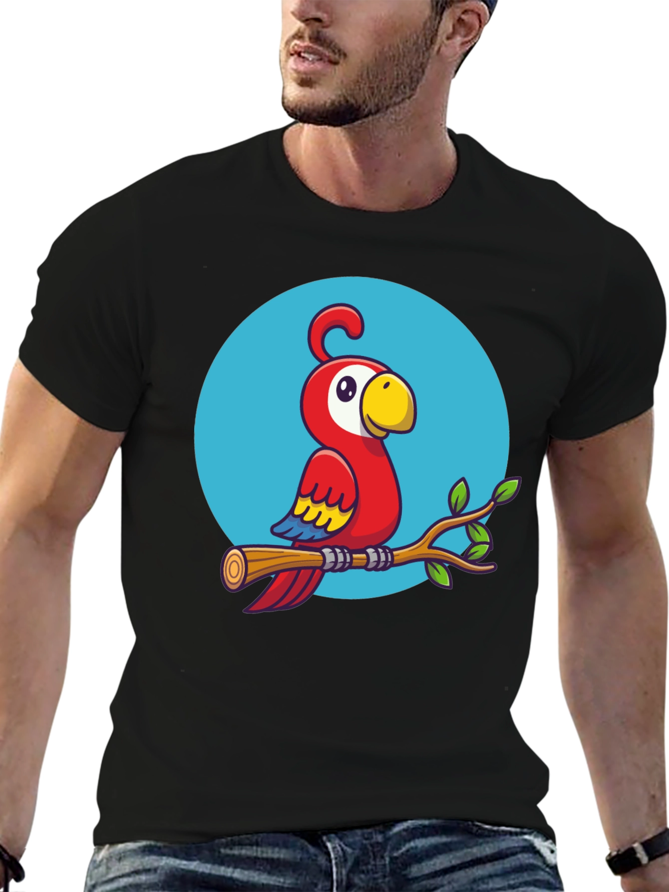 Cartoon Parrot T-Shirt - Quirky Graphic Tee