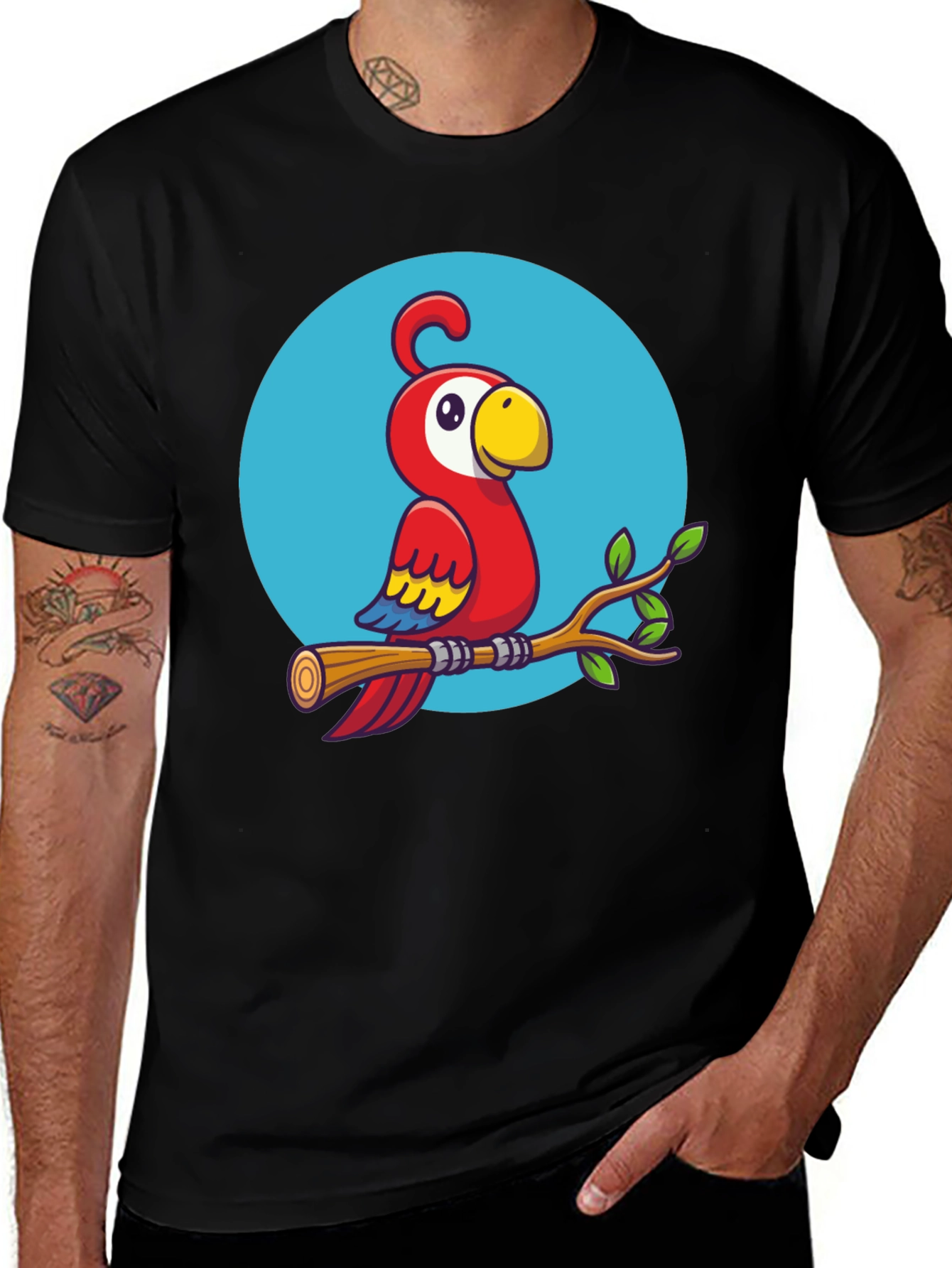 Cartoon Parrot T-Shirt - Quirky Graphic Tee