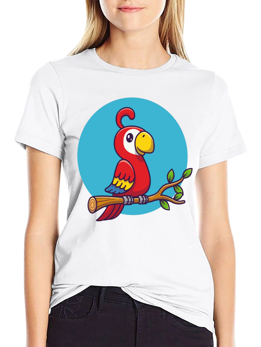 Cartoon Parrot T-Shirt - Quirky Graphic Tee