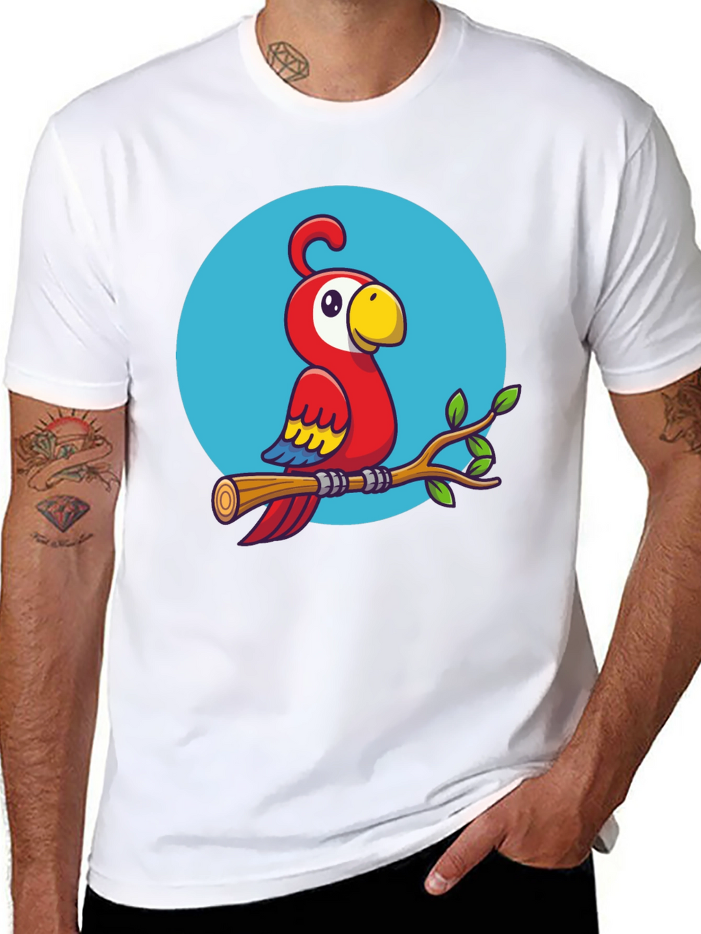 Cartoon Parrot T-Shirt - Quirky Graphic Tee