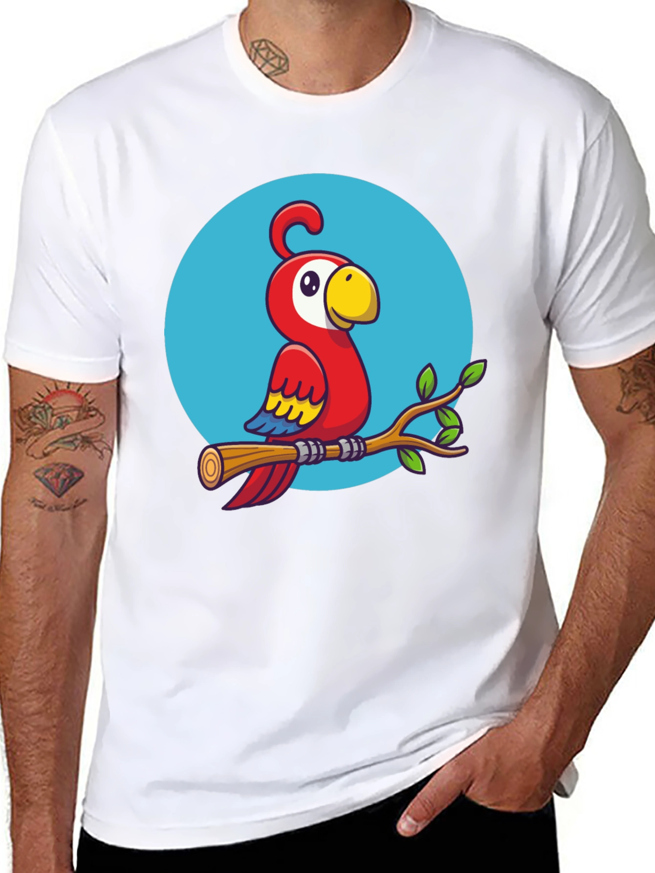 Cartoon Parrot T-Shirt - Quirky Graphic Tee
