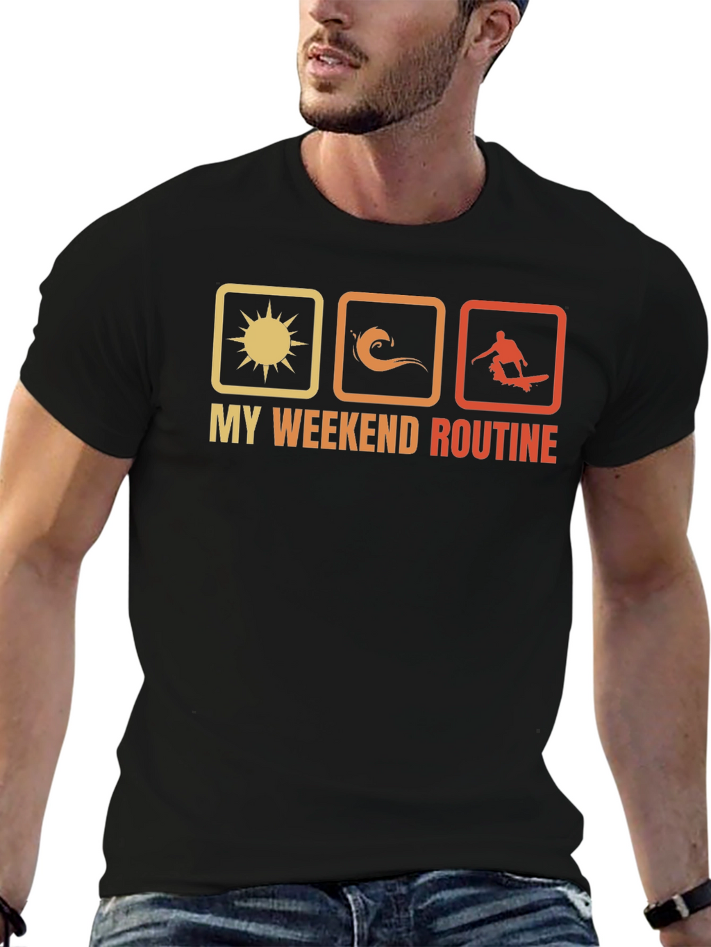 My Weekend Routine T-Shirt: Sun Surf Skate