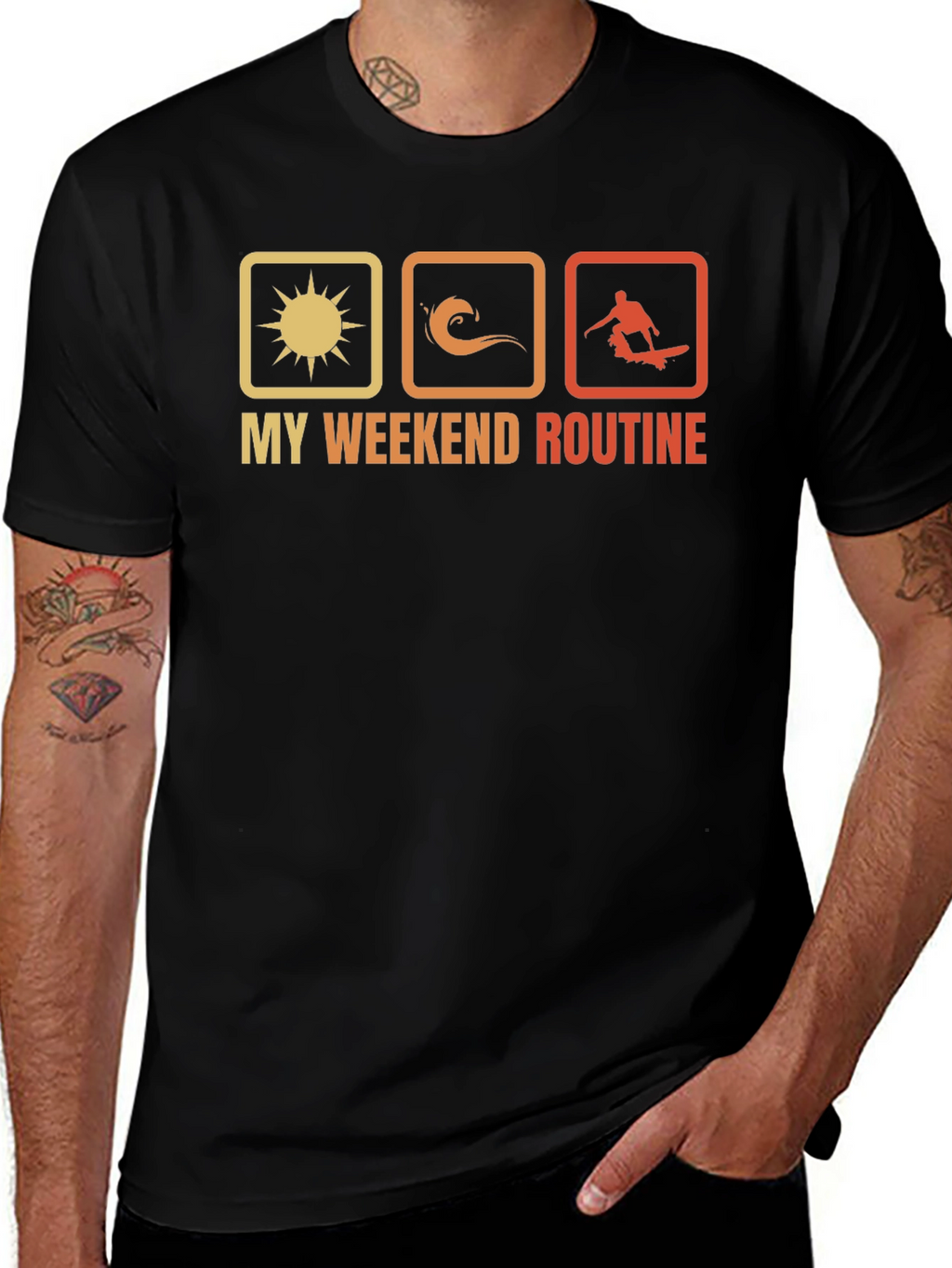 My Weekend Routine T-Shirt: Sun Surf Skate