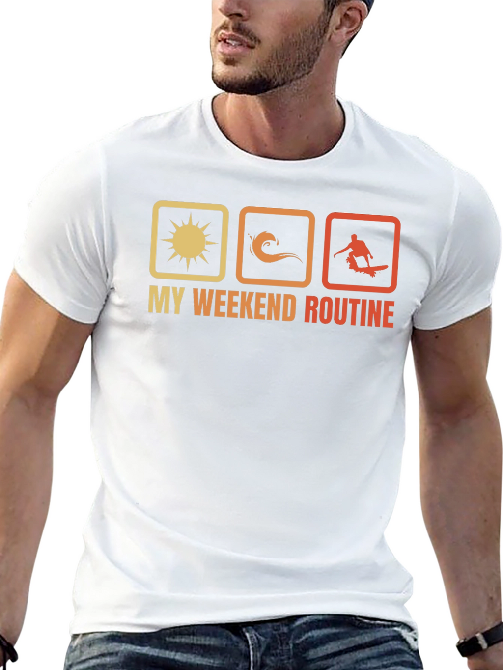 My Weekend Routine T-Shirt: Sun Surf Skate