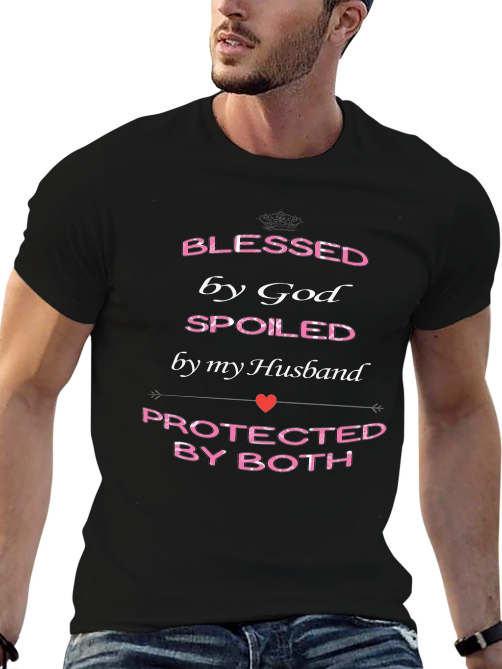 Blessed By God Spoiled By Husband Graphic T-Shirt