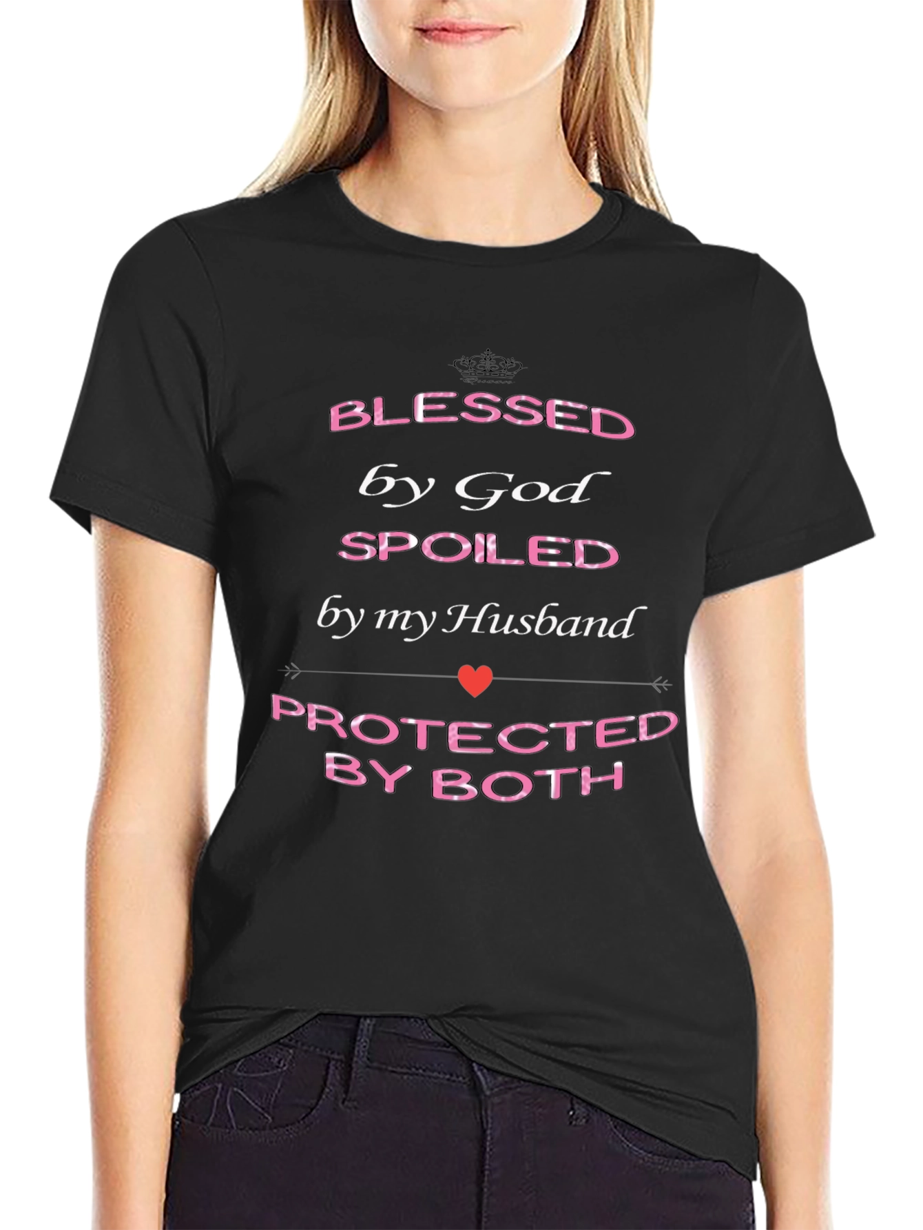Blessed By God Spoiled By Husband Graphic T-Shirt