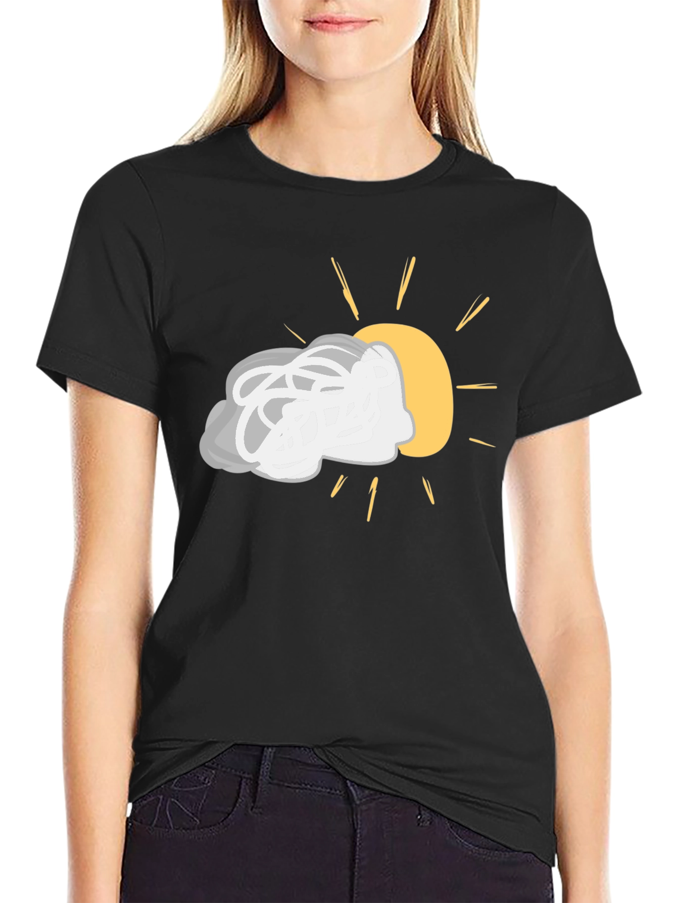 Cloudy with a Chance of Sun Black Tee