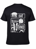Eat Sleep Techno Repeat Black Graphic Tee