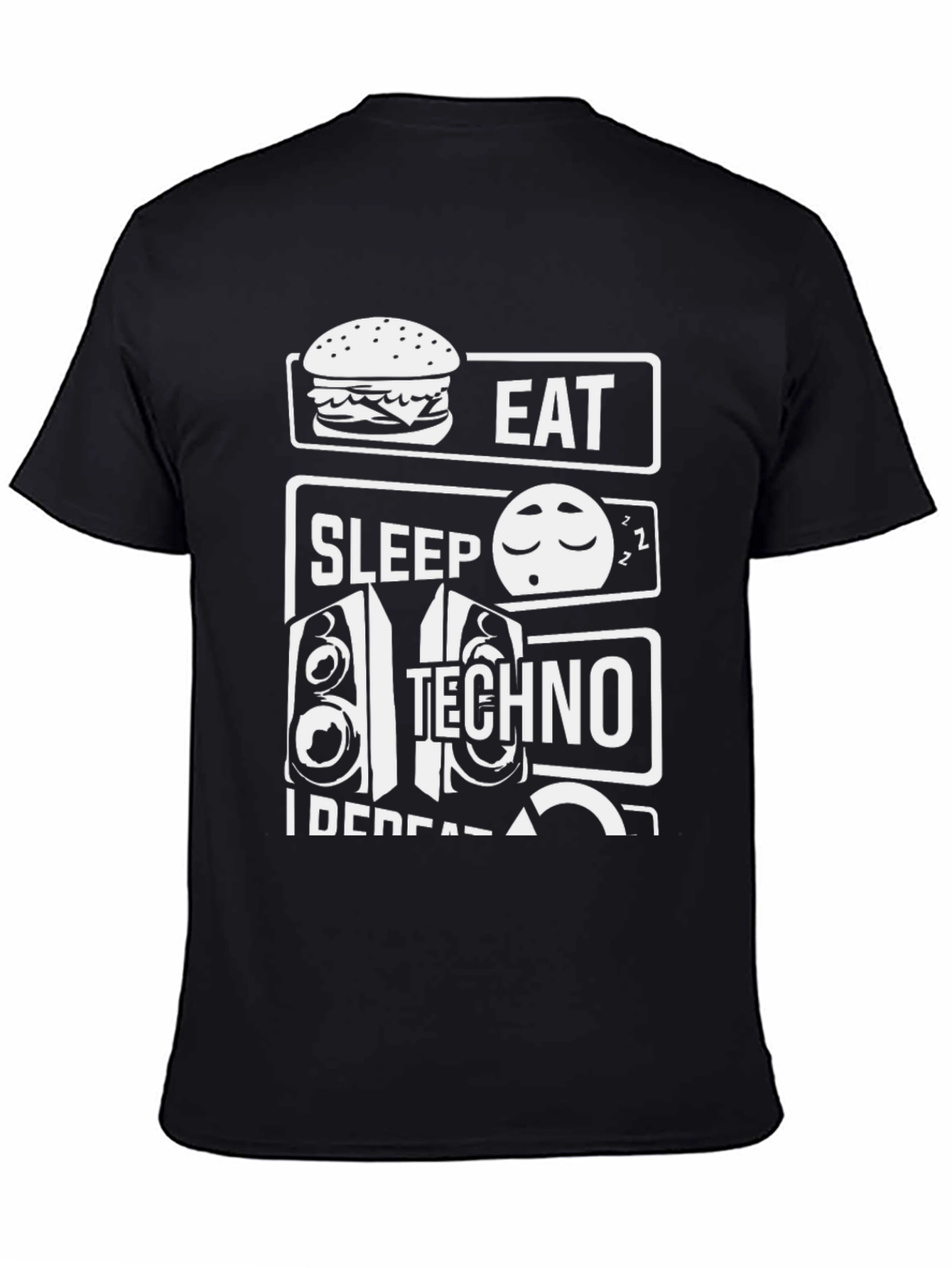 Eat Sleep Techno Repeat Black Graphic Tee