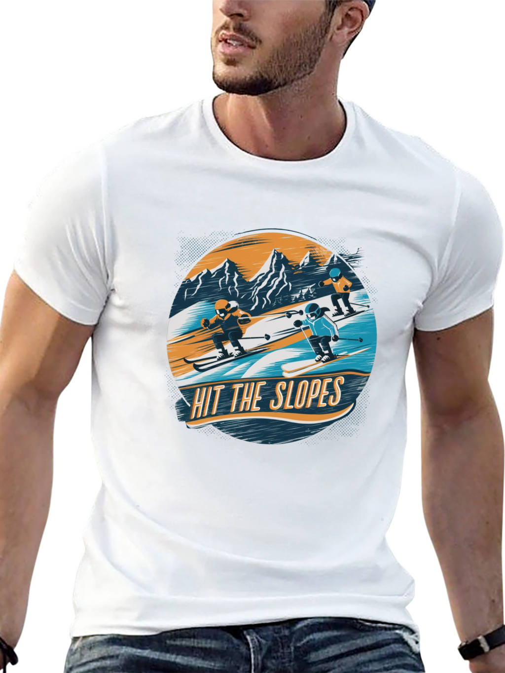 Hit the Slopes Graphic Tee - Black Cotton T-Shirt